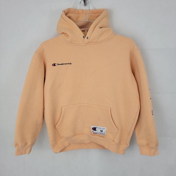 CHAMPION X SUPREME Adult MEDIUM Hoodie Pullover Peach Orange *FLAWS*